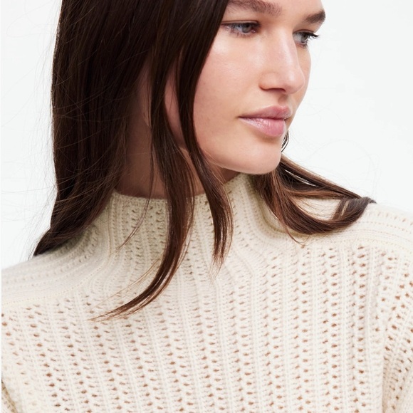 Madewell Pointelle-Stitch Mockneck Sweater heather ivory - Picture 4 of 5